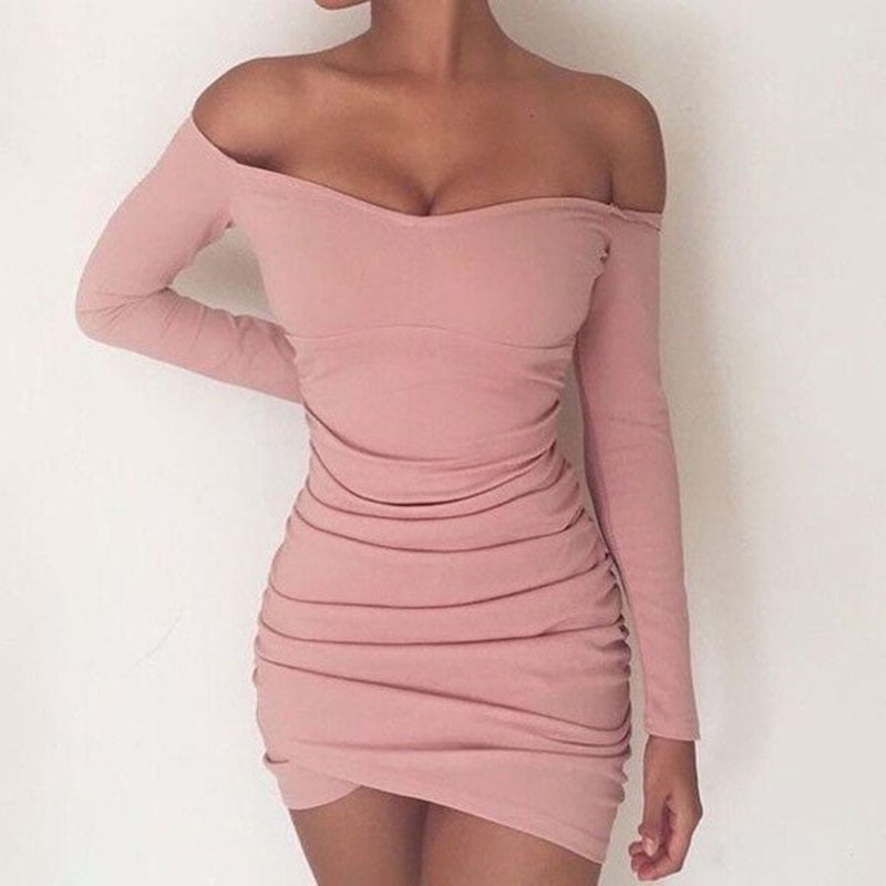 Women Off The Shoulder Sexy Tight Short ...